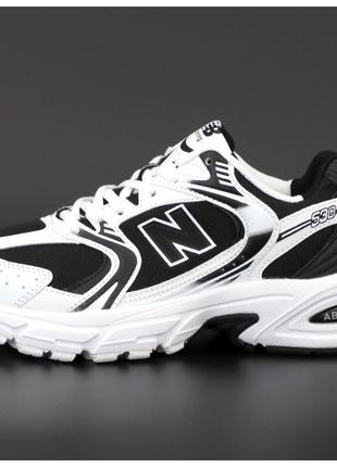 Мужские / женские кроссовки New Balance 530 White Black черно-...