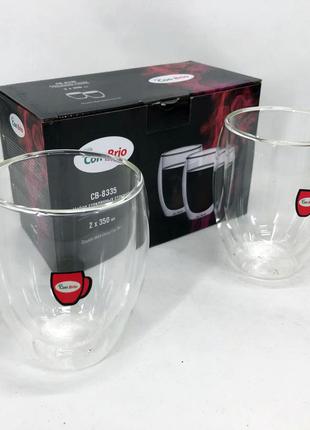 Стеклянная чашка с двойными стенками Con Brio СВ-8335-2, 2шт, ...