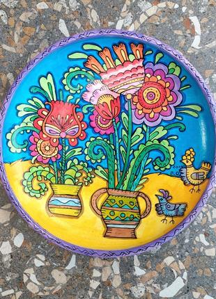 Тарелка керамическая, Тарелка из глины, Тарелка декоративная, ...