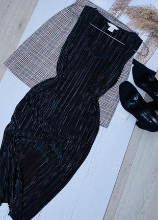 Новое чёрное сатиновое платье h&m xs s платье прямое платье пл...
