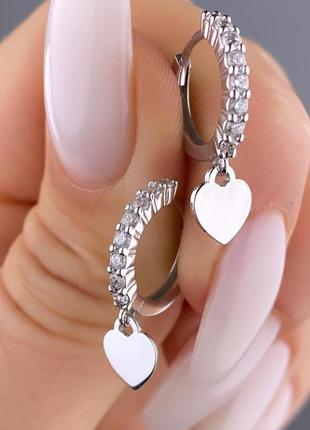 Чрібні сережки кільця з серцями