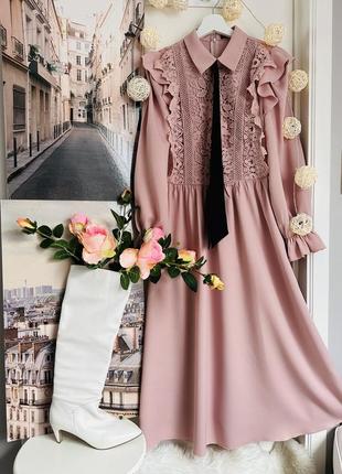 Красивое платье миди 122 см розовый нюд
