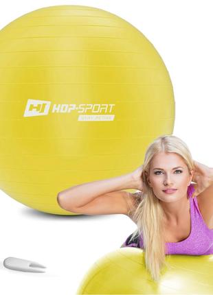 Мяч для фитнеса фитбол hop-sport 55 см желтый + насос 2020