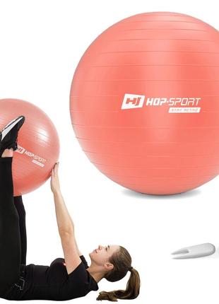 Мяч для фитнеса фитбол hop-sport 55 см розовый + насос 2020