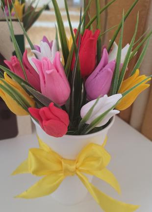 Букет тюльпанов из мыла подарунок до свята весни Букет тюльпан...