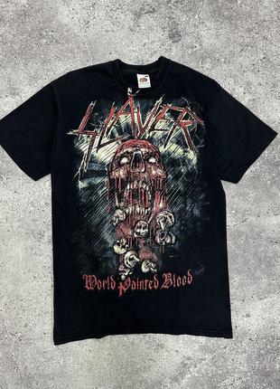 Футболка slayer world painted blood слеер рок мерч rock