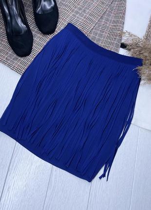 Синяя короткая юбка zara s m юбка с бахромой юбка зара