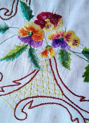 Старинная вышивка винтаж ручная работа цветы анютины глазки