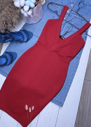 Новое красное короткое платье xs платье на запах короткое вече...