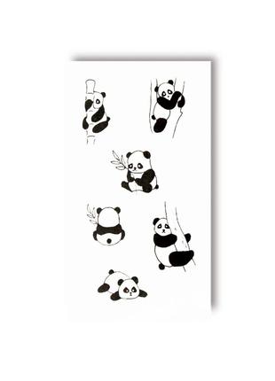 Набор временных татуировок "Мини панды" HC-022, 6 картинок