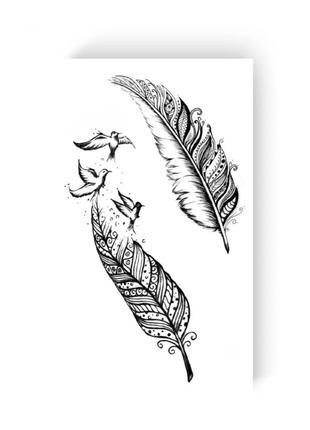 Тимчасове татуювання "Пір''я з птахами" L-15 чорний