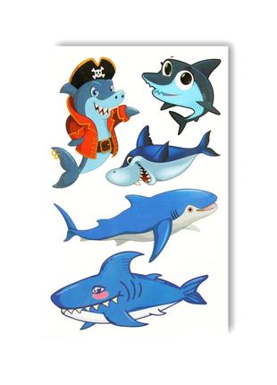 Набор временных татуировок "Акулы" WS-A002, 5 картинок