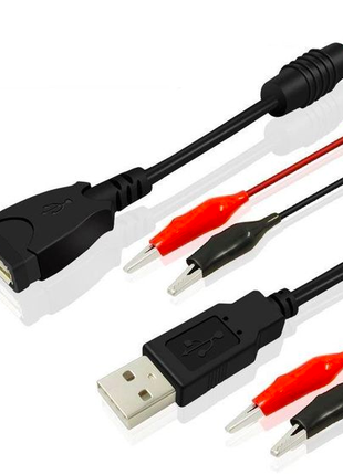 Набор USB гнездо с проводами прищепки крокодилы для зарядки АКБ М