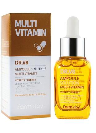 Farmstay dr.v8 ampoule solution multi vitamin осветляющая муль...