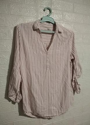 Рубашка, блуза в полоску с длинным рукавом
