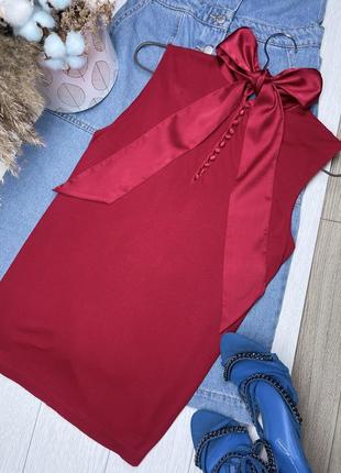 Красная трикотажная блуза m блуза с шелковой лентой прямая блуза