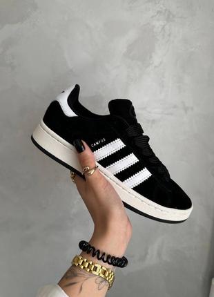 Женские кроссовки adidas campus black (подошва черного цвета )