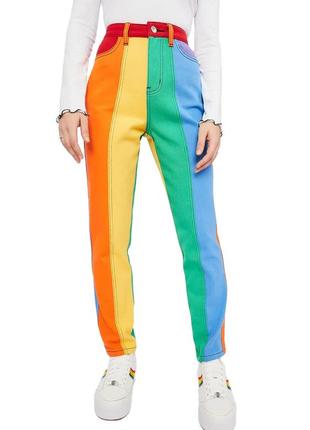 Delia*s rainbow женские разноцветные джинсы мом с высокой поса...