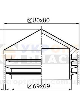 8 шт Заглушка на квадратную трубу 80х80 пластиковая пирамида К...