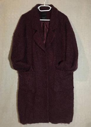 Демисезонное пальто-кокон с шерстью