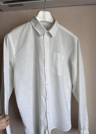 Рубашка мужская  белая лен