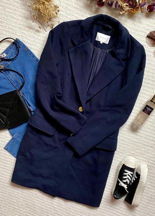 Класичне демісезонне пальто темно-синього кольору, классическо...