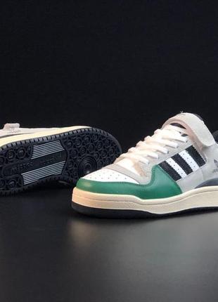 Мужские кроссовки adidas forum low серые с белым\зелеными ( 11...