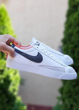 Мужские кроссовки nike blazer low низкие белые с черным с оран...