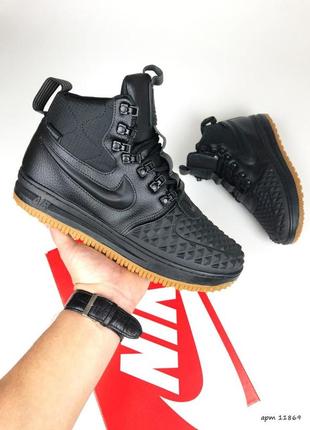 Чоловічі зимові кросівки nike lunar force 1 duckboot чорні з к...