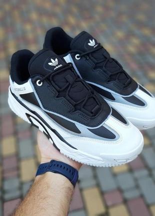 Мужские кроссовки демисезон adidas niteball белая с черным кожа