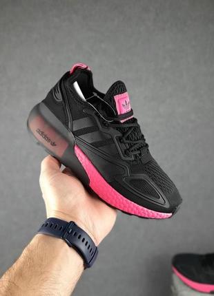 Женские / подростковые кроссовки adidas zx 2k чёрные с сиреневым