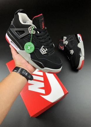 Мужские кроссовки демисезон nike air jordan 4 retro  черные с ...