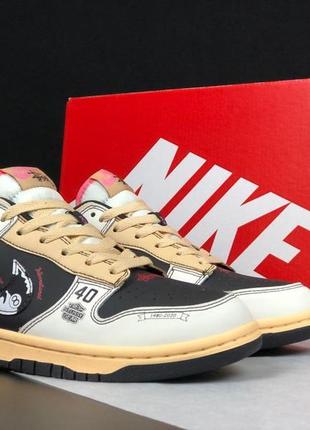 Мужские кроссовки демисезон   nike sb dunk low x stussy бежевые