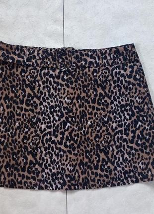 Стильная юбка мини леопард с высокой талией primark, l размер.