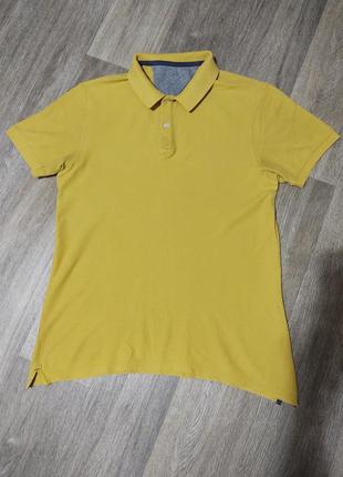 Мужская футболка / поло / m&s / коттоновая жёлтая футболка / м...