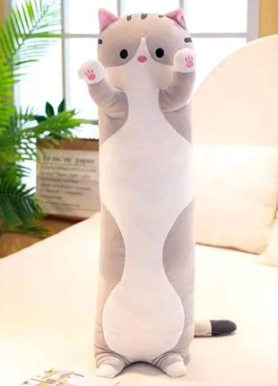 М'яка іграшка-подушка Кіт сірий 50 см