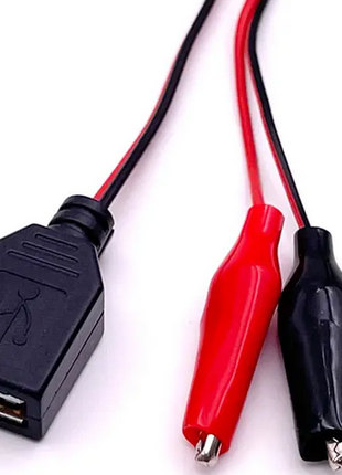 USB гнездо с проводами прищепки крокодилы для зарядки АКБ Мама за