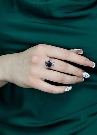 Женская серебряная кольца с кубическим цирконом, покрытая родием