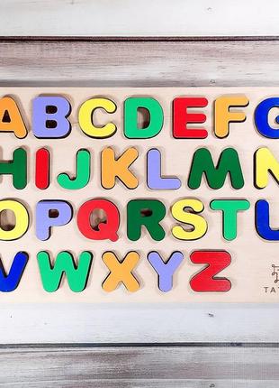 Доска детский деревянный сортер с вкладышами "английская азбука"