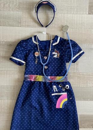 Костюм халат платье медсестры врача с настоящим стетоскопом
