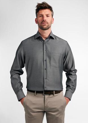 Шикарная хлопковая рубашка серого цвета в узор eterna modern f...
