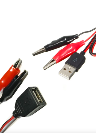 Набор USB гнездо с проводами прищепки крокодилы для зарядки АКБ М