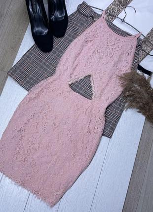 Розовое кружевное платье s платье с разрезами короткое платье ...