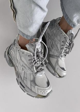 Балкенсиага рунер серые balenciaga runner trainer white silver...