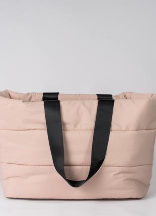 Жіноча сумка бежева сумка нейлонова сумка подушка дута сумка
