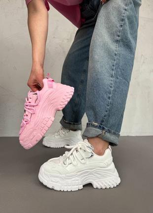Кросівки на платформі білі/рожеві