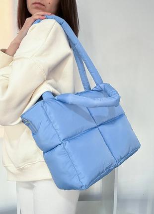Жіноча сумка блакитна сумка нейлонова сумка подушка дута сумочка
