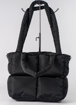 Жіноча сумка чорна сумка нейлонова сумка подушка дута сумочка