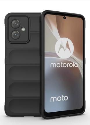 Противоударный силиконовый чехол для Motorola G54 черный микро...