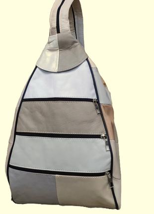 Рюкзак сумка кожаный женский бежевый 40*24*18 (Турция)